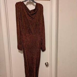 Elegant Metallic Long Sleeve Dress